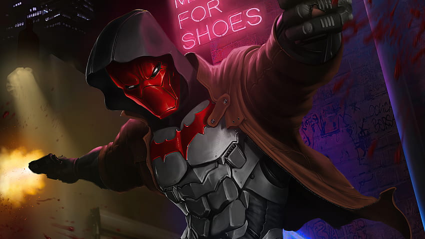 Red Hood Guns Up, Superheroes, , , Background, and, Red HUD HD wallpaper