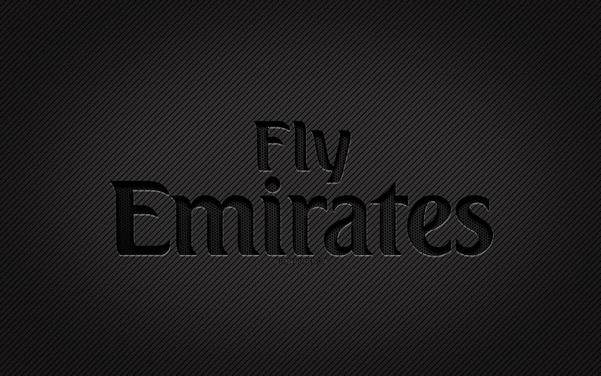 Emirates Airlines carbon logo, , grunge art, carbon background, creative, Emirates Airlines black logo, Fly Emirates, Emirates Airlines logo, Emirates Airlines HD wallpaper