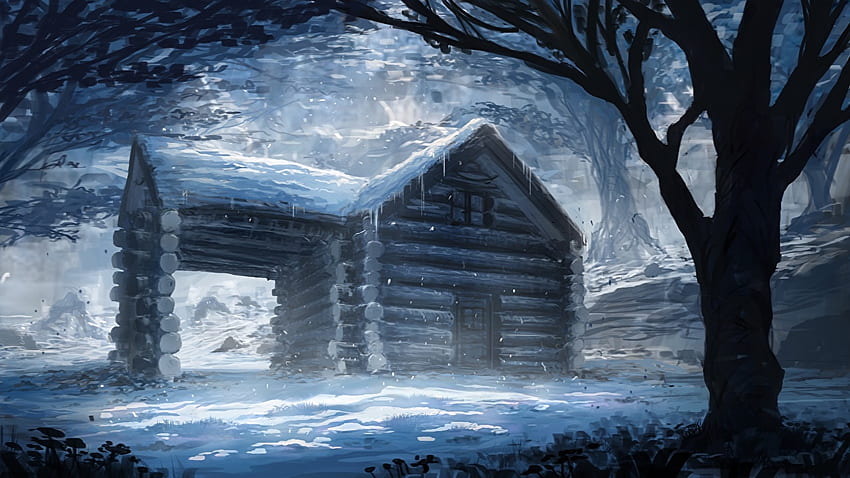Fantasy gotico Costruzione di alberi in legno fantasy, inverno gotico Sfondo HD