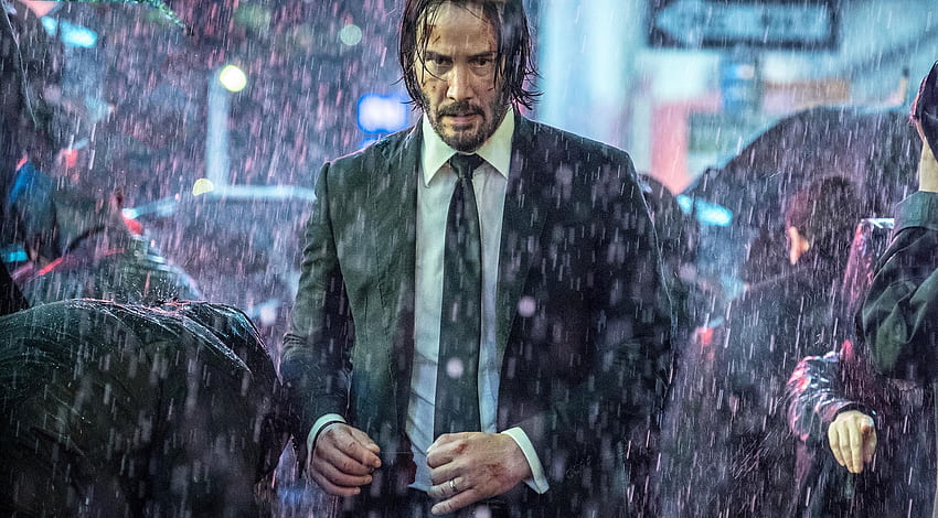 Film 2019, John Wick 3: parabellum, Keanu Reeves dalam hujan Wallpaper HD
