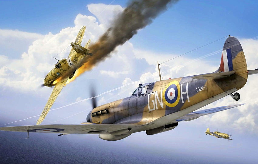 Supermarine Spitfire, Spitfire Mk.Vb, Spitfire Mk.Vb Trop, Macchi C.202 For , Section авиация 高画質の壁紙