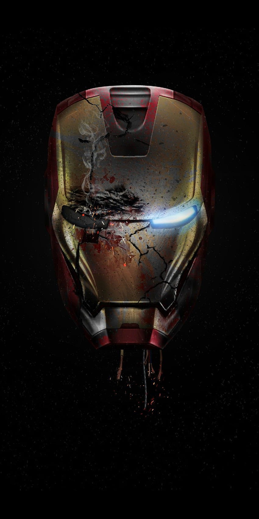 Ендшпил с повреден шлем на Iron Man, маска на Iron Man HD тапет за телефон