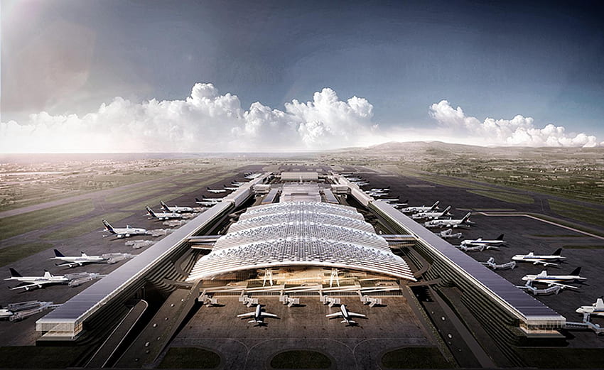 Rogers Stirk Harbour + พันธมิตรออกแบบอาคารผู้โดยสารสนามบินระหว่างประเทศของไต้หวันใหม่ วอลล์เปเปอร์ HD