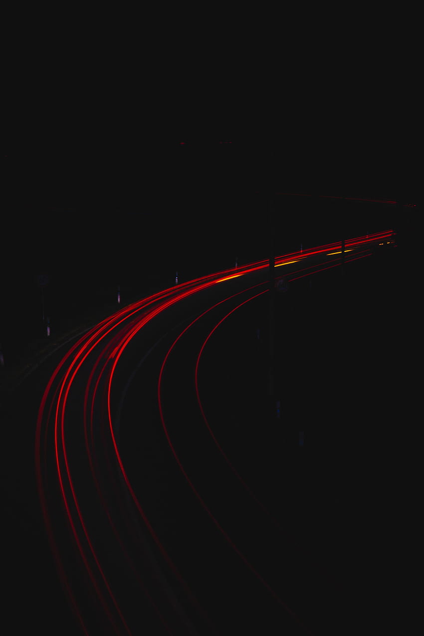 Road, Dark, Shine, Light, Turn, Long Exposure HD phone wallpaper
