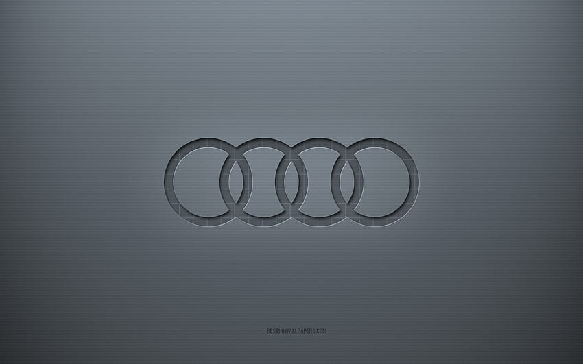 Audi logo, gray creative background, Audi emblem, gray paper texture, Audi, gray background, Audi 3d logo HD wallpaper