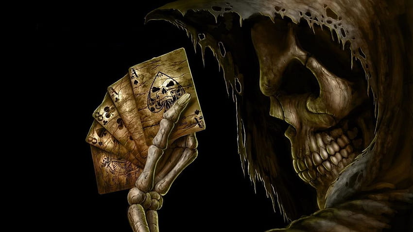 Dark Grim Reaper horror esqueletos cráneo espeluznante juegos de cartas, Ace of Spades fondo de pantalla