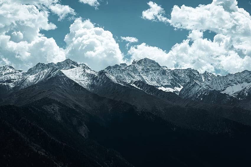 Landschaft, Natur, Berge, Wolken, Gipfel, Gipfel, Schneebedeckt, Verschneit HD-Hintergrundbild