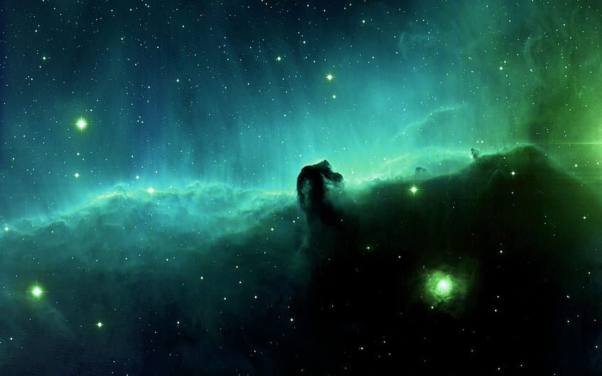 Green Nebula, Green and Blue Space HD wallpaper