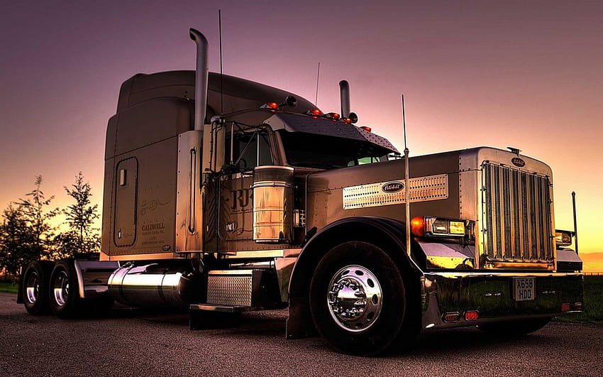 Peterbilt Sunset, big rig, peterbilt, semirimorchio, camion Sfondo HD