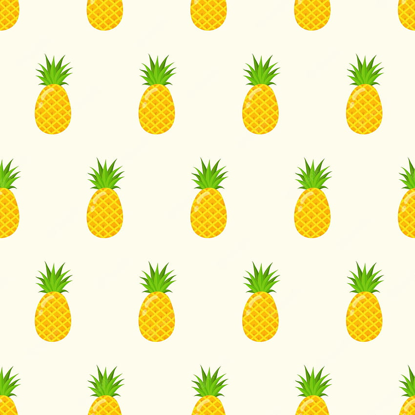 Vecteur Premium. Joli motif sans couture avec un ananas dans un style dessin animé. fond clair pour l'impression sur tissu et papier. vecteur, ananas Kawaii mignon Fond d'écran de téléphone HD