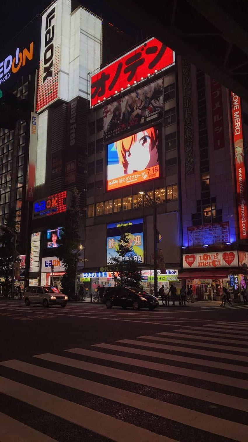 東京の秋葉原地区。 美的日本, 東京の夜, 街の美学, 秋葉原アニメ HD電話の壁紙