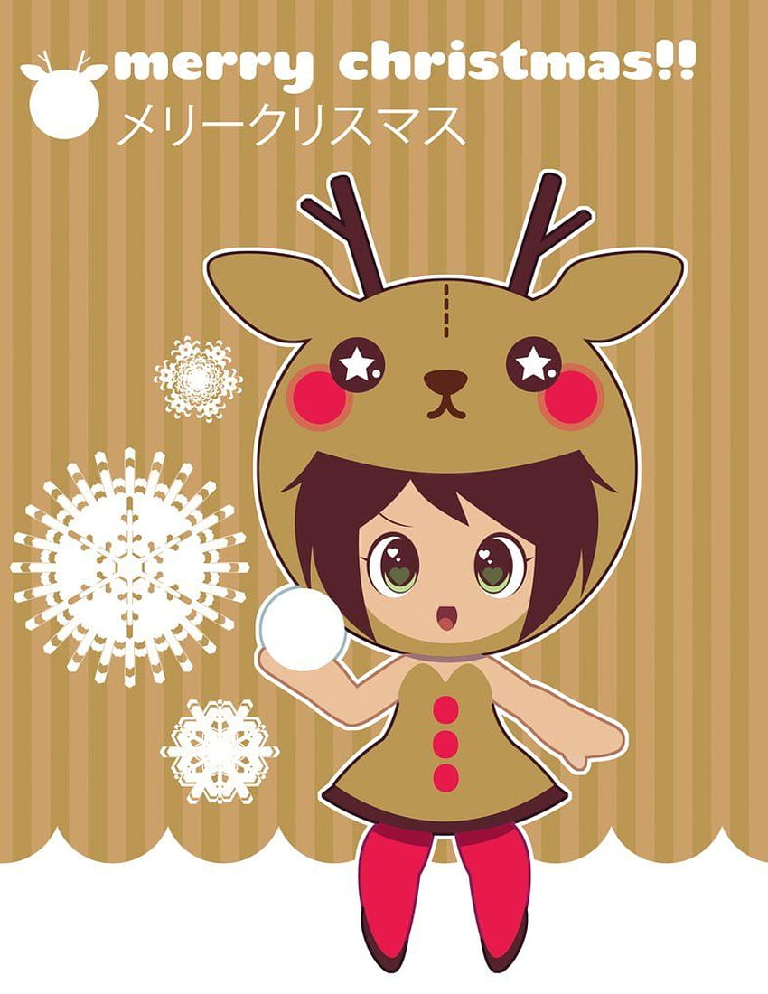 Reindeer Girl Xmas Card ::GIFT:: By Itachi Roxas, Kawaii Reindeer HD phone wallpaper