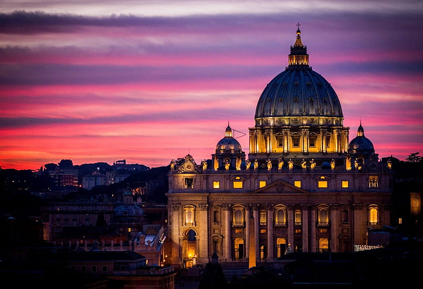 Cities, Sunset, Sky, Architecture, Italy, City, Evening, Rome, Vatican, Saint Paul's Cathedral, St. Peter's Basilica, St Peters Basilica HD wallpaper