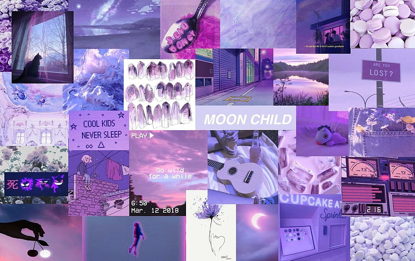 Aesthetic Collage Laptop, Purple Collage HD wallpaper