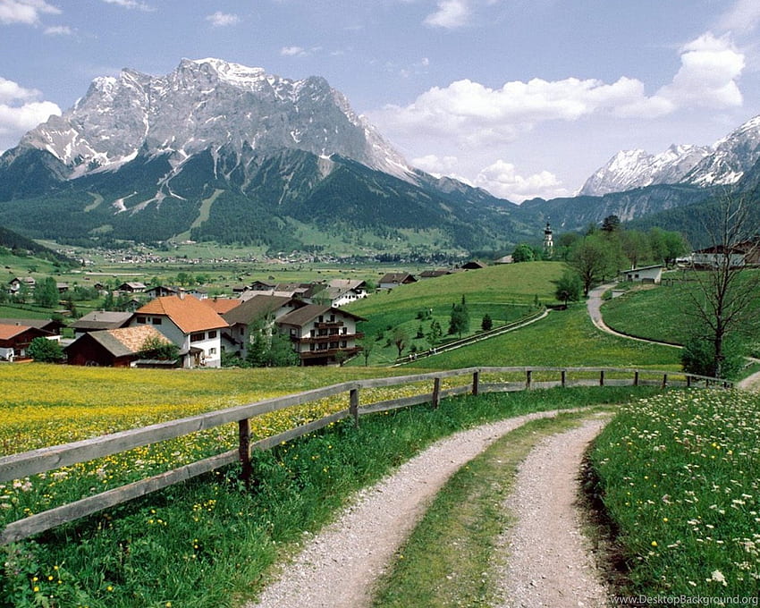 Austrian Village Alpine In Austria Background, Village Scene HD wallpaper
