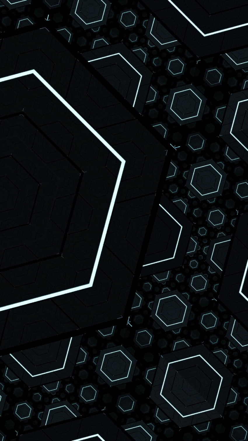 Fractal, black, hexagons HD phone wallpaper