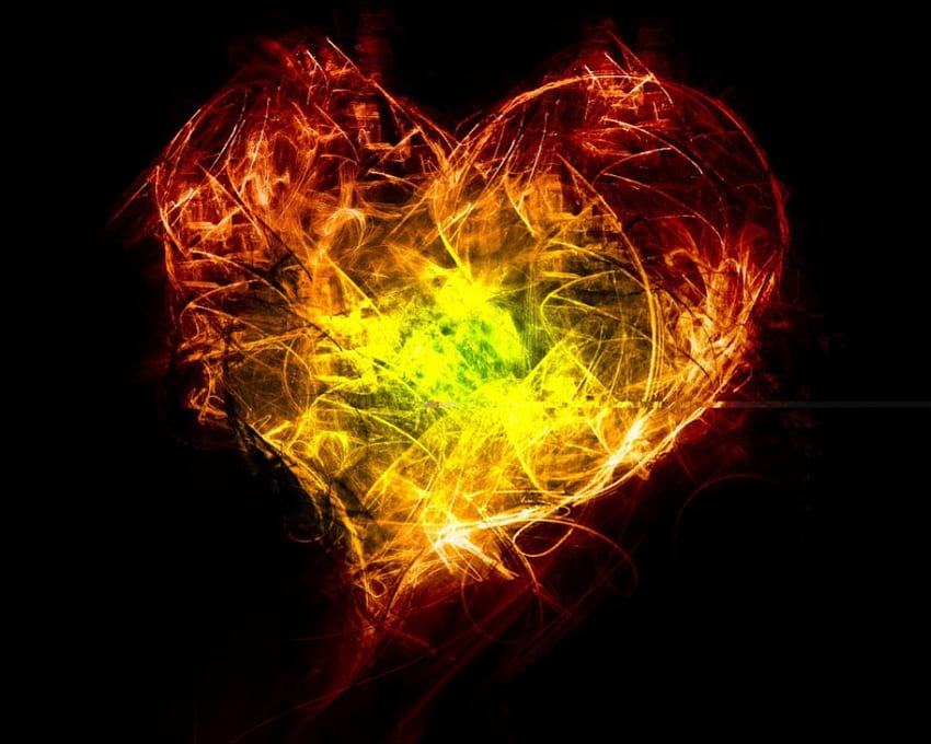 Fire heart, hearts, love HD wallpaper