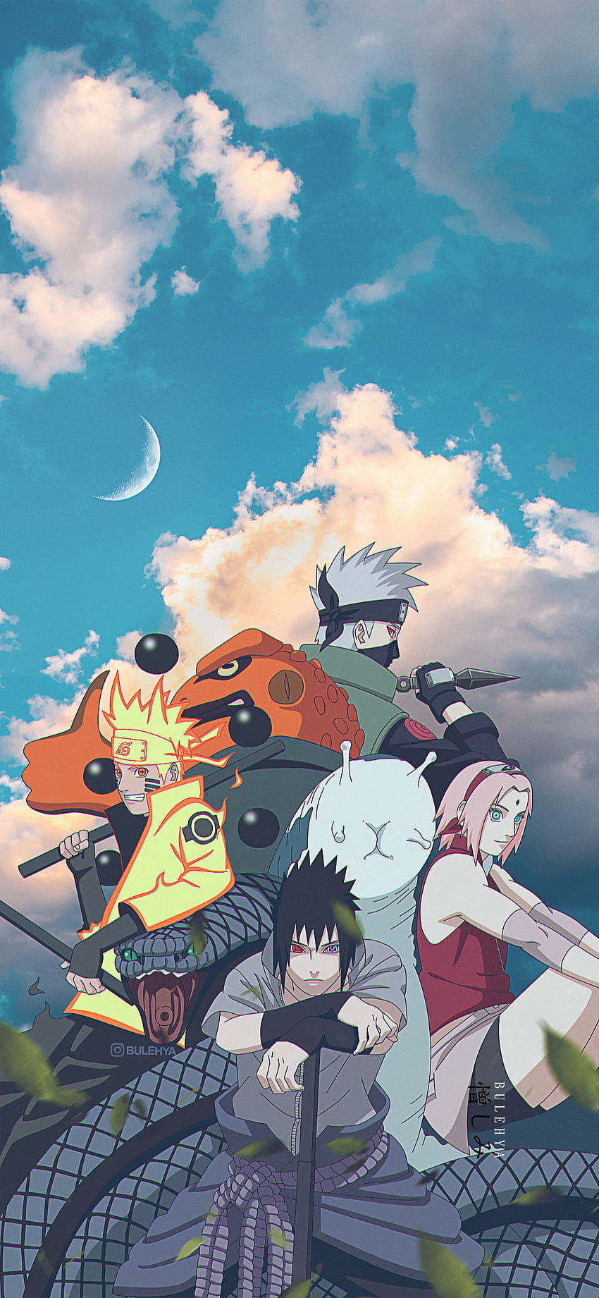 Naruto TEAM 7, sasuke, cielo, sakura, boruto, team7, nuvola, anime, akatsuki, manga, kakashi, anime Sfondo del telefono HD