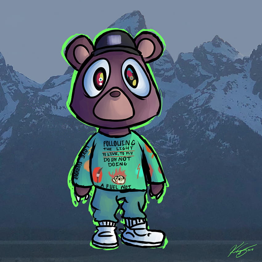 Нарисува мечка Yeezy с облеклото, което носеше, когато изпусна Ye.: Kanye HD тапет за телефон