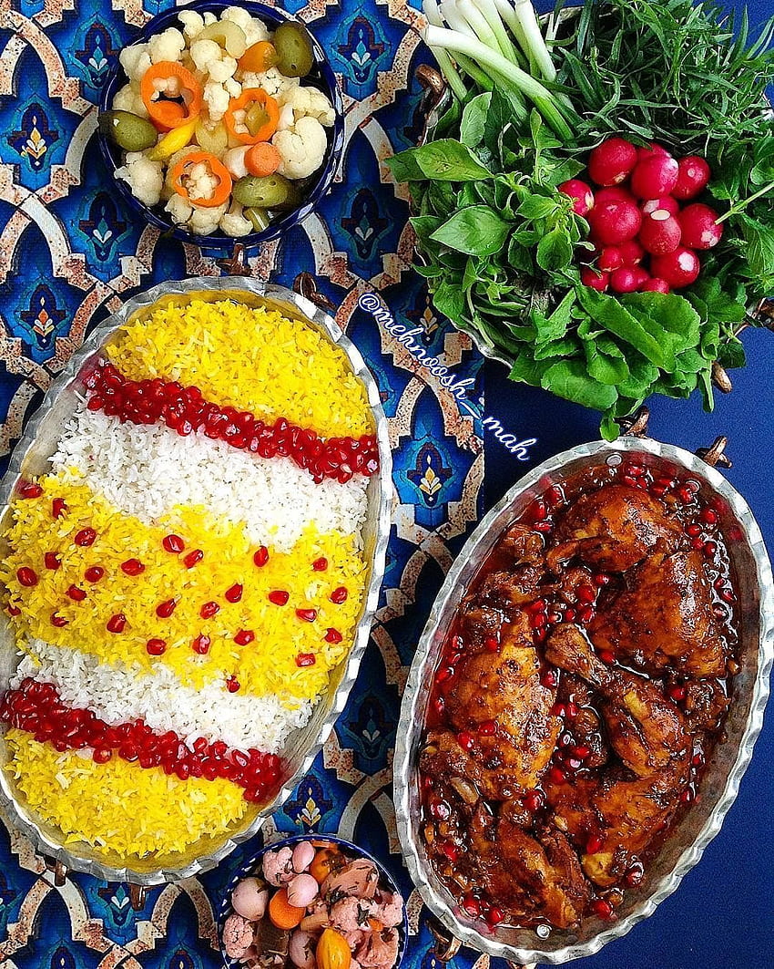 Iranisches leckeres Mittagessen. Persisches Essen, iranisches Essen, iranische Gerichte HD-Handy-Hintergrundbild
