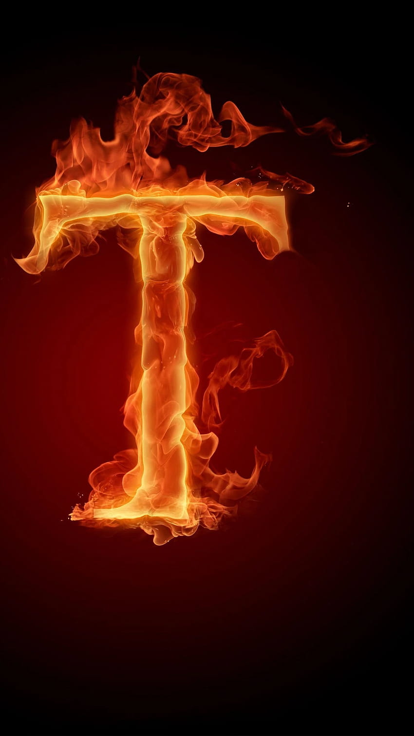 Lettre T, thème du feu Fond d'écran de téléphone HD
