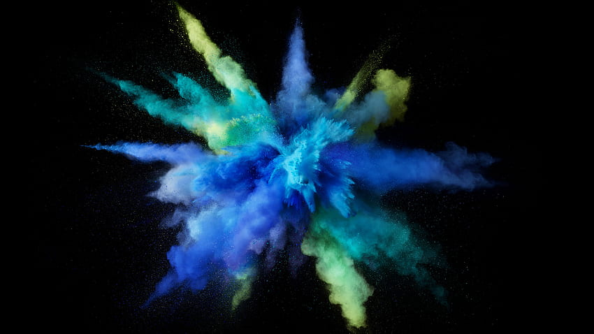Blue Green Color Powder In Black Background MacBook . , Blue Green and Black HD wallpaper