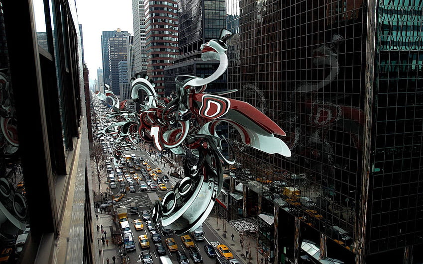 City, 3D, Flight, Figurine HD wallpaper