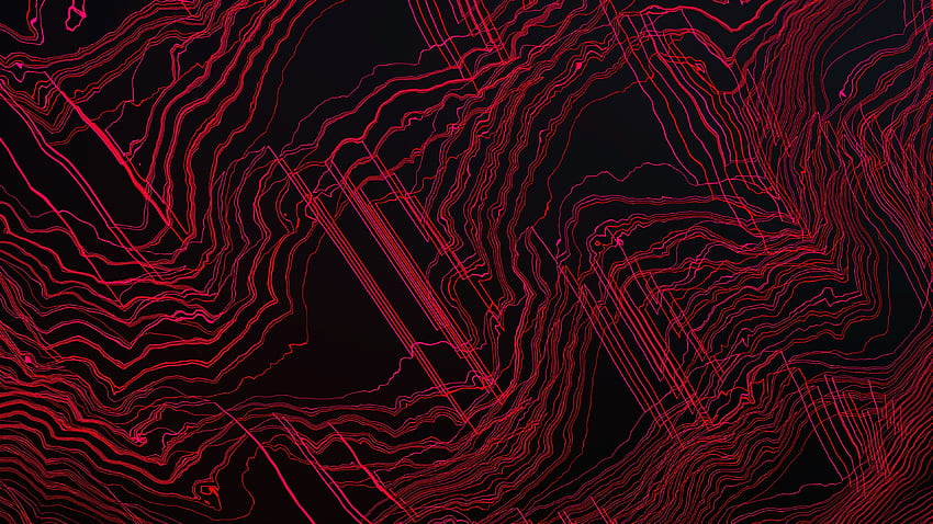 Glitch Art, Lines, Curvy, Abstract, - Glitch -, Red Glitch HD wallpaper