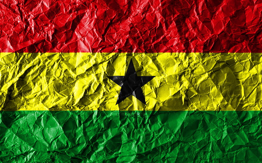 Ghanaian flag, , crumpled paper, African HD wallpaper