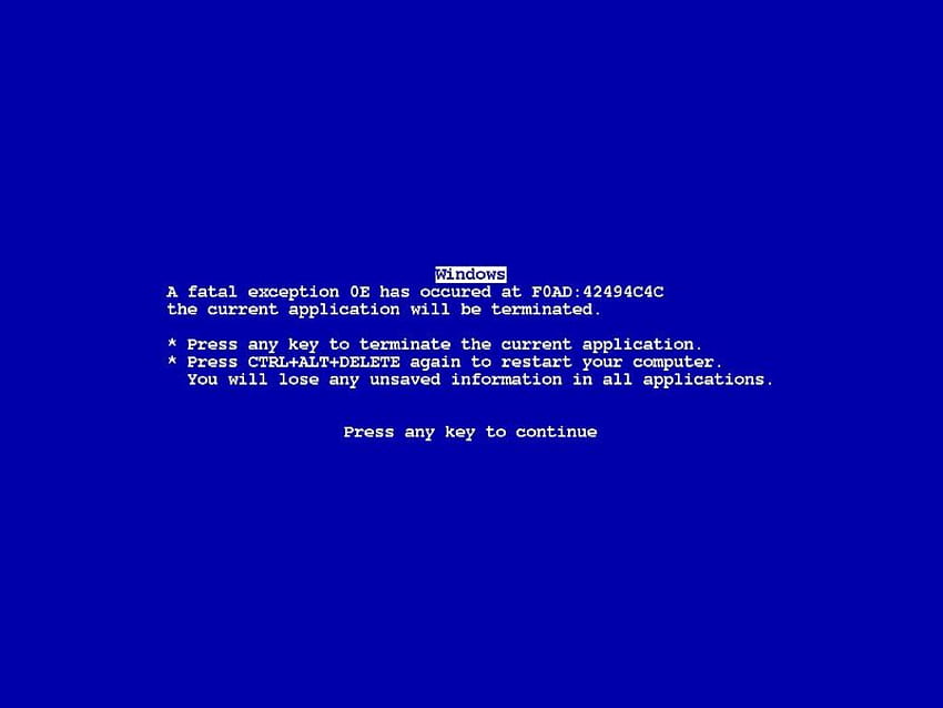 Blue Screen Of Death, blu, windows, vista, xp, 98, 95, schermo, morte Sfondo HD