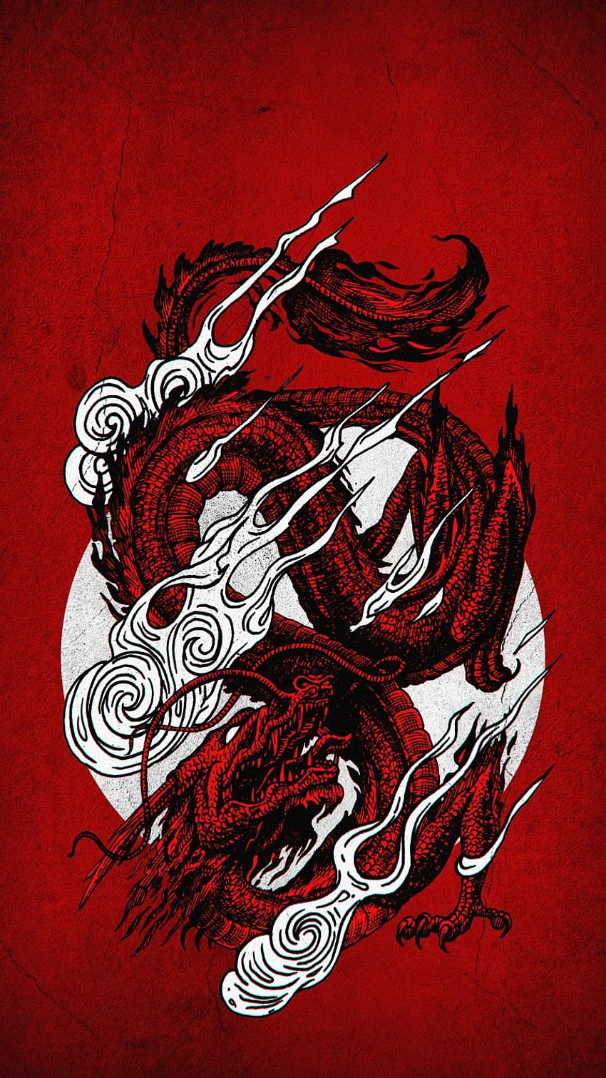 Drago rosso. Dragon , Dragon iphone, stampe d'arte giapponesi Sfondo del telefono HD