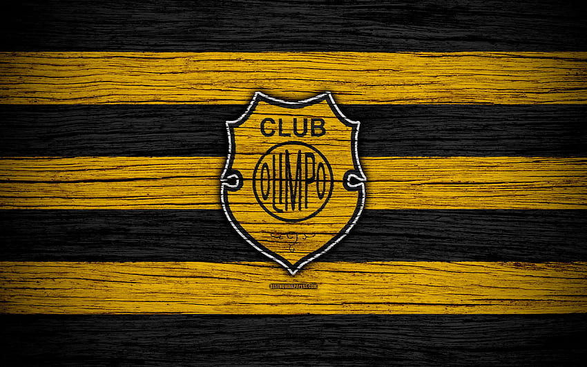 Olimpo Bahia Blanca, , Superliga, logo, AAAJ, Argentina, soccer, Olimpo FC, football club, wooden texture, FC Olimpo for with resolution . High Quality HD wallpaper
