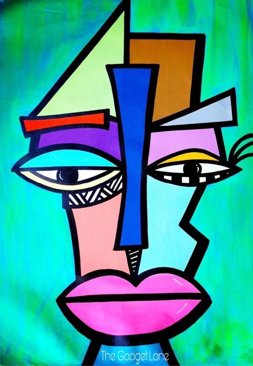 Kolorowy. . iPhone'a. Android. Sztuka kubizmu, nowoczesna sztuka abstrakcyjna geometryczna, malarstwo abstrakcyjne Tapeta na telefon HD