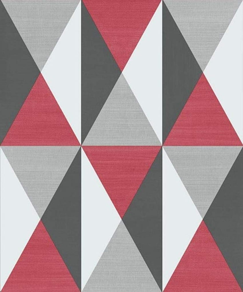 3D Geometric Triangles Diamonds Red Grey Black Vinyl Paste Wall Modern, Red Black Gray HD phone wallpaper