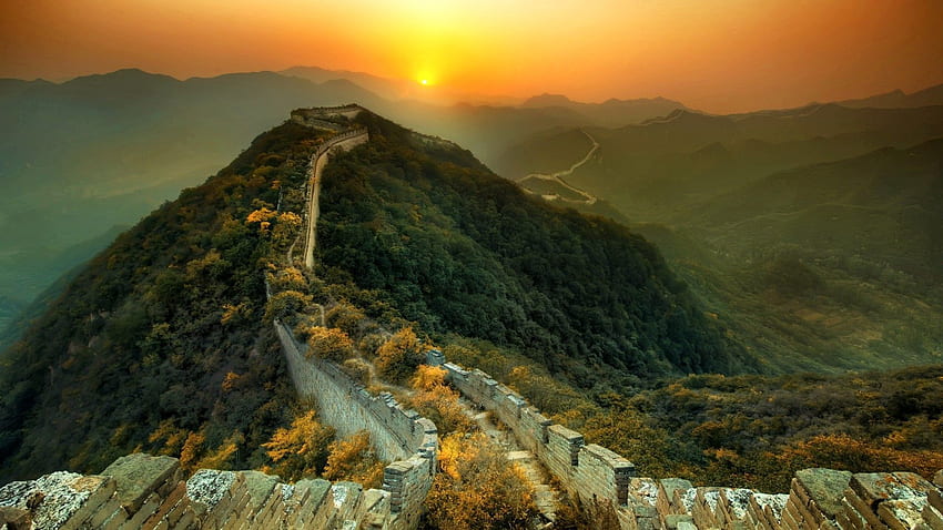 Natureza, Grama, Grande Muralha da China, Vista de Cima, Lindamente, É Lindo papel de parede HD