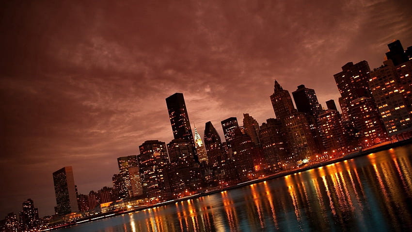 Cities, Building, Reflection, Shore, Bank, New York, Manhattan, Reflections HD wallpaper