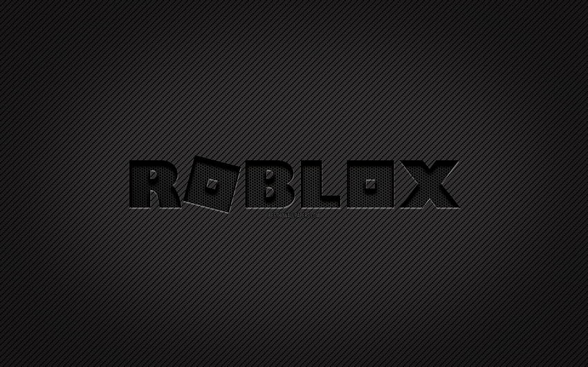 Logo karbon Roblox,, seni grunge, latar belakang karbon, kreatif, logo hitam Roblox, merek game, logo Roblox, Roblox Wallpaper HD