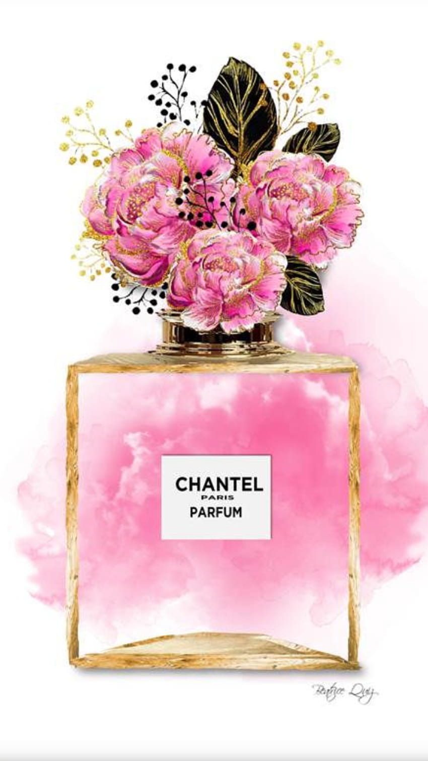 Coco Chanel Parfum & Roses Watercolor - FIRST COVER PAGE, Pink Chanel HD  phone wallpaper
