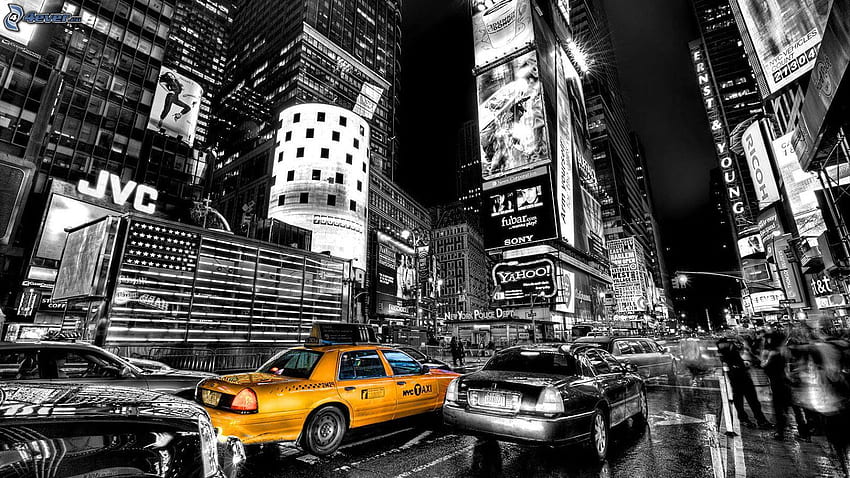 Такси в Ню Йорк. Таймс Скуеър, Прето Е Бранко, Виагенс HD тапет