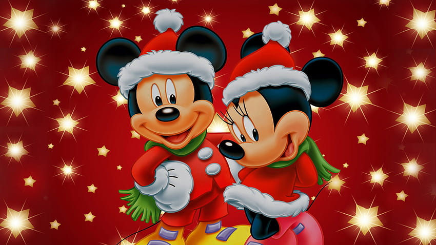Selamat Natal!, minnie, animasi, mickey mouse, craciun, natal, merah, pasangan, disney Wallpaper HD