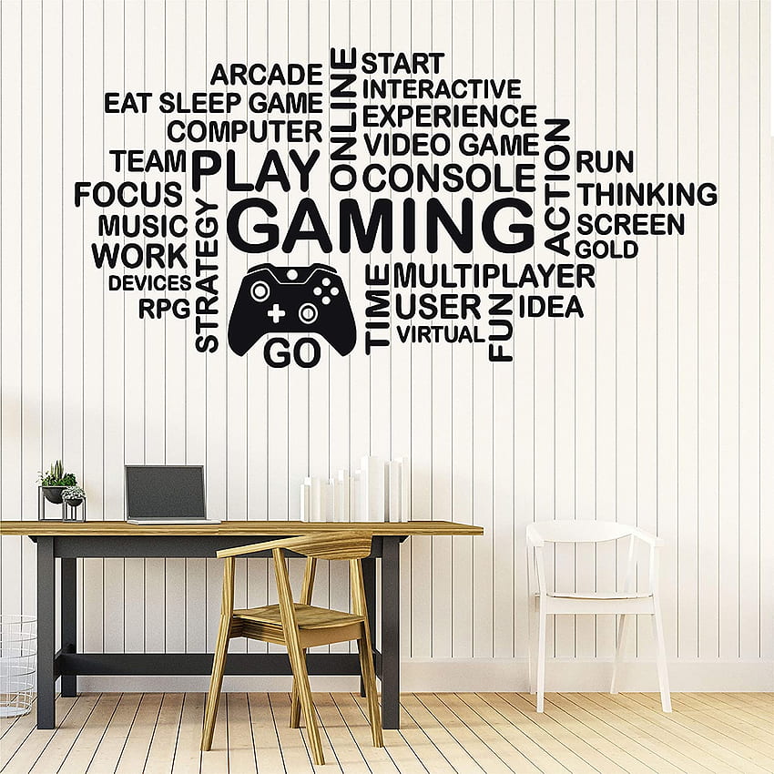 in Gamer Wall Decor for Boys Room - Gaming Decals Video Game Vinyl Stickers - Teen Bedroom Art Decorations - Computer Retro Controller Poster Sign Quotes, Retro Game Room HD phone wallpaper