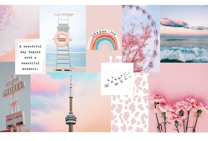 Collage di laptop estetico rosa (Pagina 1) Sfondo HD