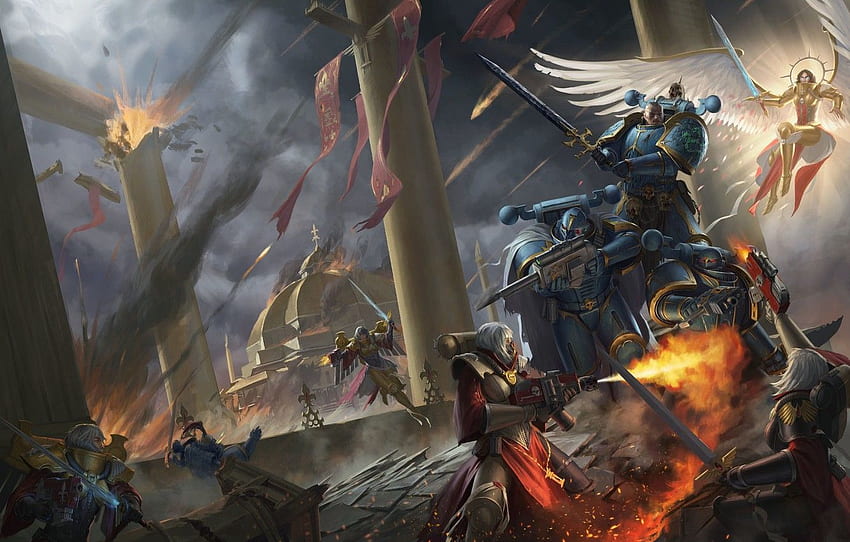 temple, bataille, Adept Sororitas, Warhammer, Warhammer 40 000, Sister of Battle, traîtres, Alpha Legion, chaos space marines, Celestine, sisters of battle, The alpha Legion for , section фантастика Fond d'écran HD