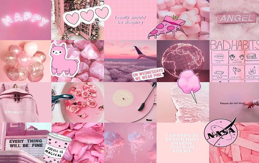 Aléatoire, Pink Collage Laptop HD wallpaper