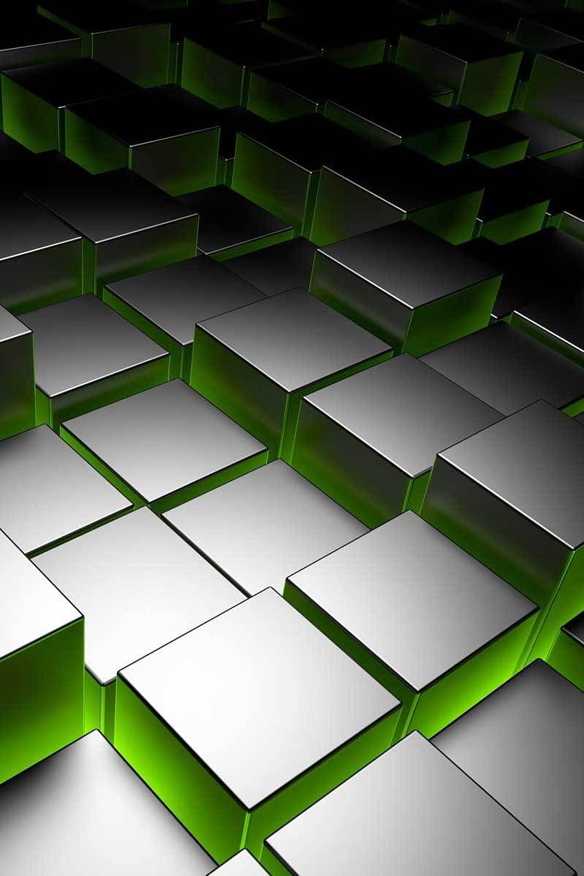 Abstract Black and green square wall 3D mobile Abstract Black and green square wall 3D H. Mobile , iPhone video, Xiaomi , Black and Green 3D HD phone wallpaper