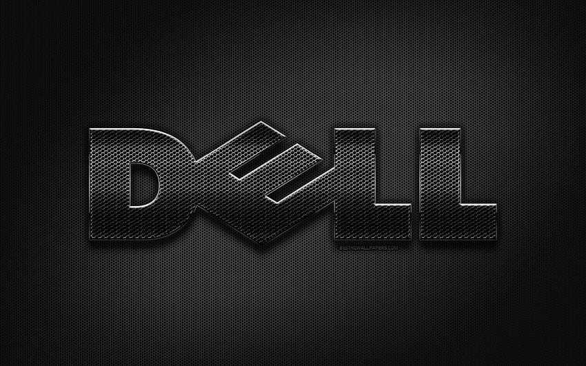 Dell black logo, creative, metal grid background, Dell logo, brands, Dell for with resolution . High Quality HD wallpaper