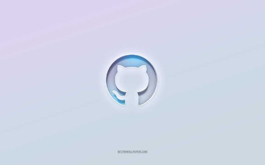 Github logo, cut out 3d text, white background, Github 3d logo, Github emblem, Github, embossed logo, Github 3d emblem HD wallpaper