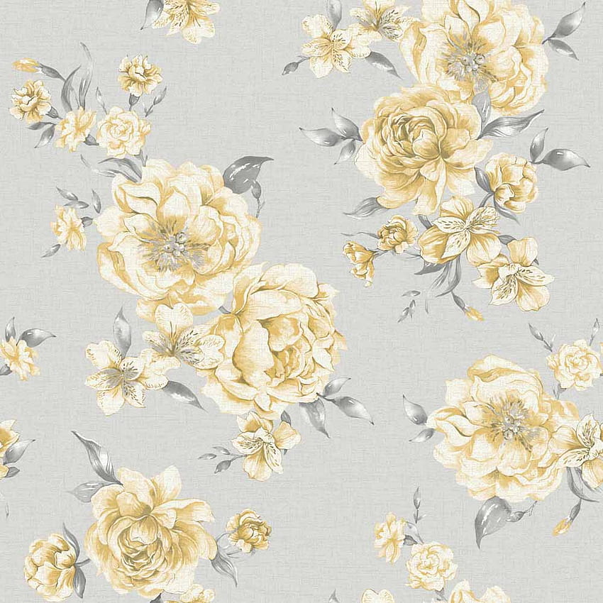 Holden Decor Peony Floral Yellow Grey, Grey and Yellow Flower HD phone wallpaper