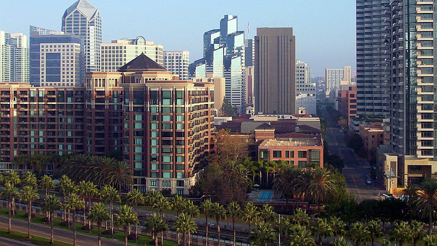 Downtown in San Diego City, San Diego Skyline HD wallpaper