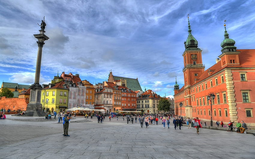 Warsawa, Polandia, monumen, Polandia, istana, Warsawa, alun-alun Wallpaper HD